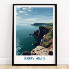 Berry Head Devon Wall Art – English Coast Print showcasing rugged cliffs and serene waters of Devon's coastline.