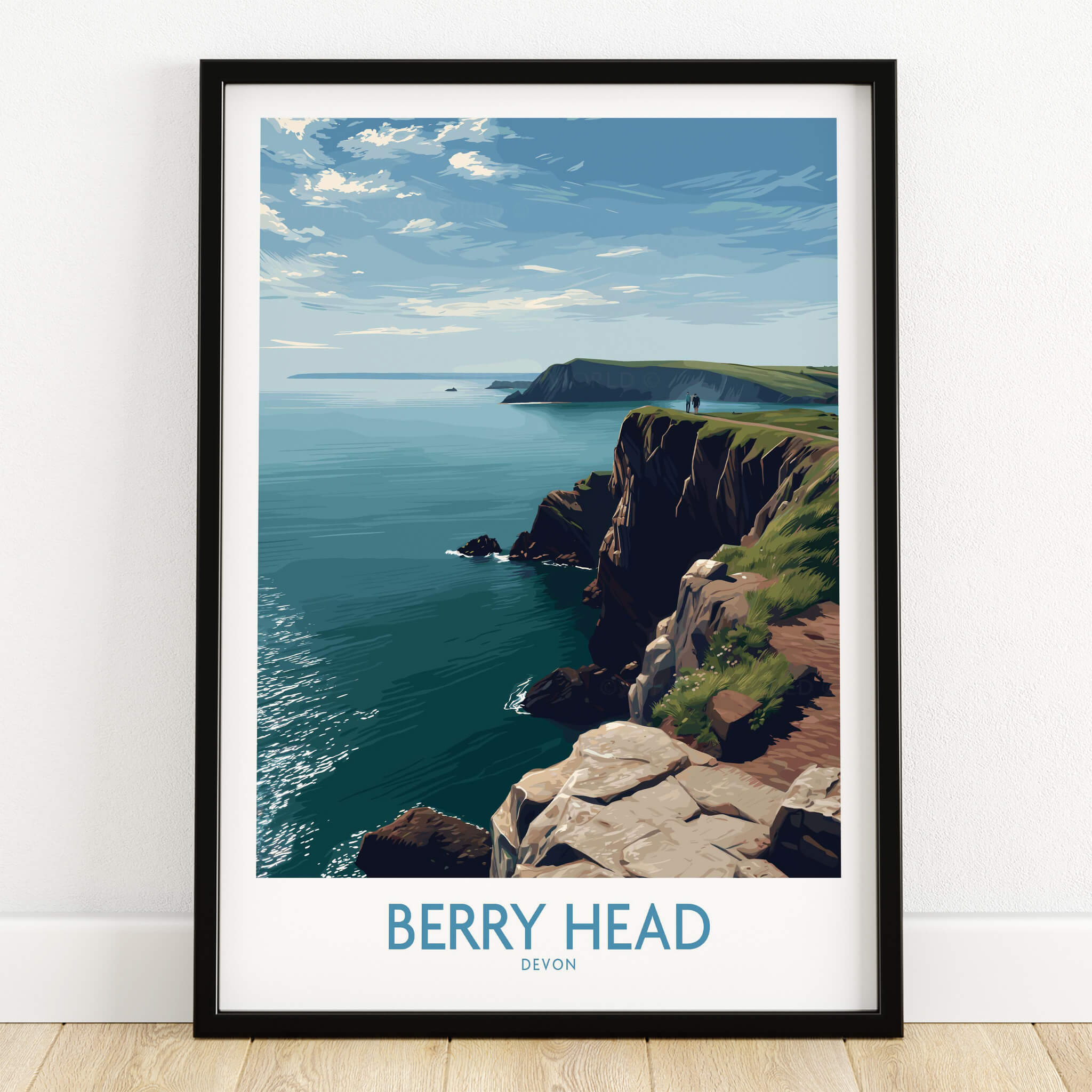 Berry Head Devon Wall Art – English Coast Print showcasing rugged cliffs and serene waters of Devon's coastline.