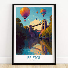 Bristol England Wall Art – River Avon Sunset and Balloon Festival Print featuring hot air balloons over the river.