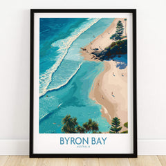 Byron Bay Beach Australia Canvas Art Print featuring stunning coastal view with turquoise waters and sandy beach.