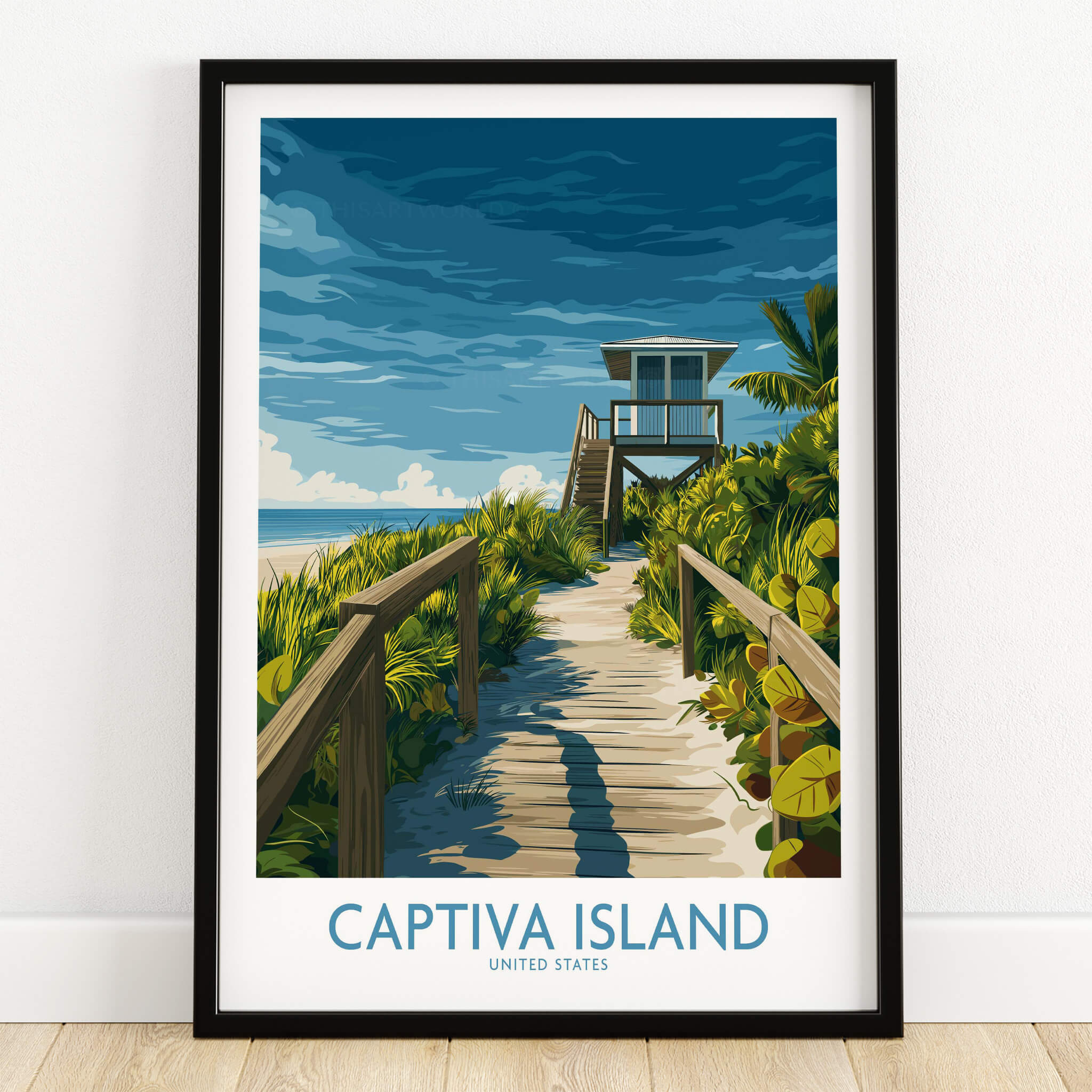 Captiva Island Florida Wall Art – Tropical Art featuring a serene beach path leading to a lifeguard tower.