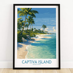 Captiva Island Florida Print – Sunny Shoreline and Tropical Palm Decor featuring a serene beach view.