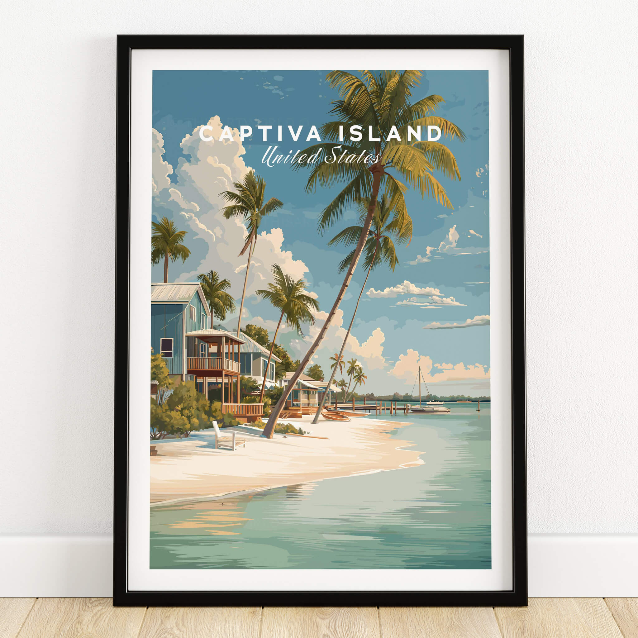 Captiva Island Florida Print – Coastal Palm Tree Art showcasing palm trees and scenic beach landscape.