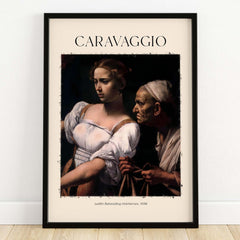 Caravaggio Art Print - Judith Beheading Holofernes Poster 1598 displayed in frame