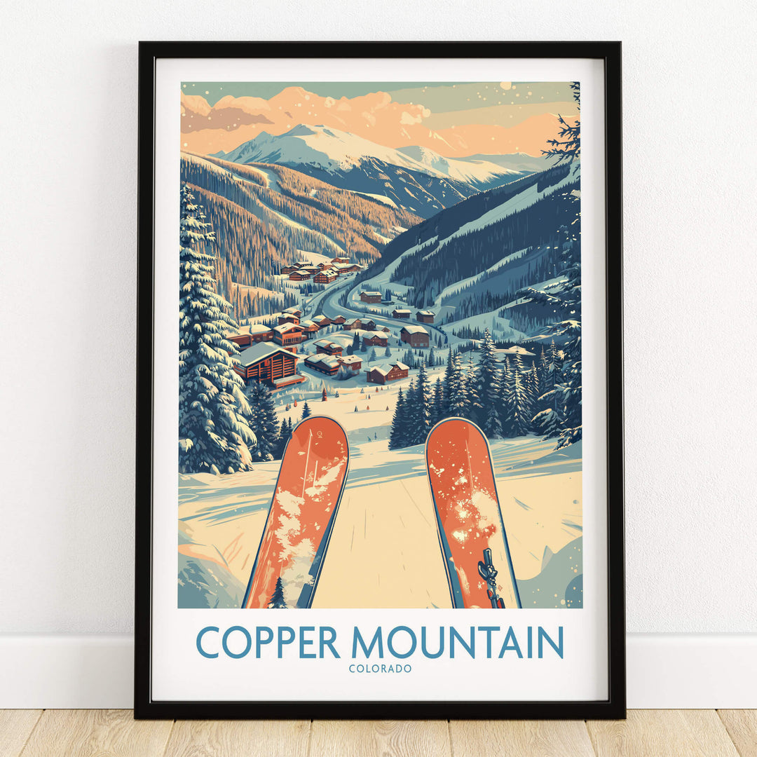 Copper Mountain Colorado Wall Art – Winter Mountain Ski Resort Wall Decor featuring a ski view of the resort in winter.