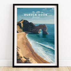 Durdle Door Poster – Jurassic Coast Wall Art showcasing the iconic limestone arch and turquoise waters in Dorset.