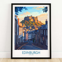 Edinburgh Wall Art Print featuring the iconic Edinburgh castle and scenic views of the historic city.