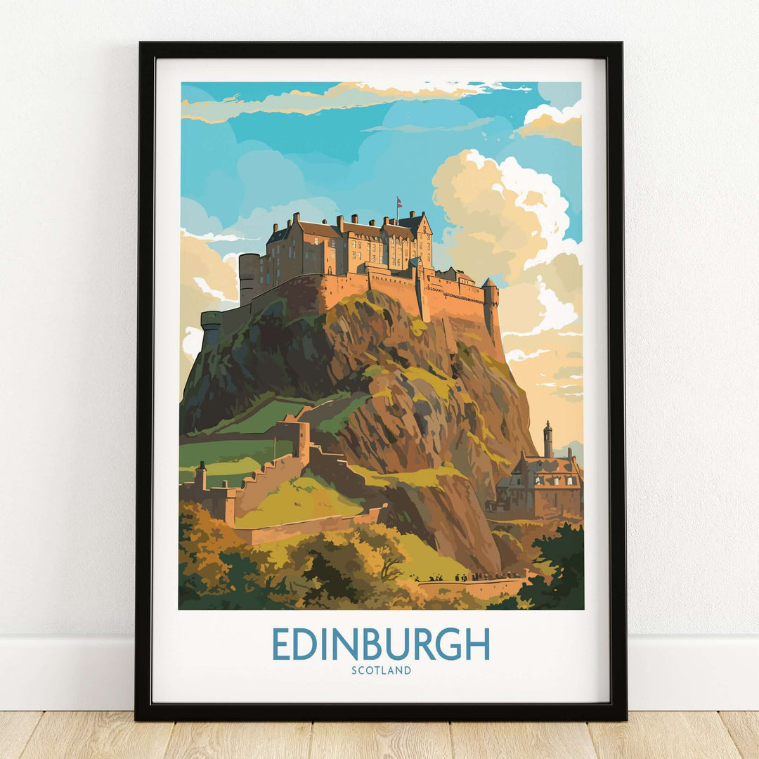 Edinburgh Print | Modern Style featuring the iconic Edinburgh Castle in a colorful artistic design.