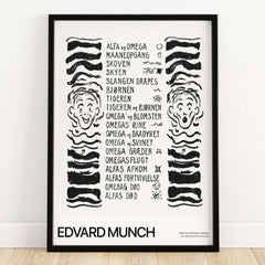 Edvard Munch Art Print - Table of Contents Alpha Omega Series Print Art Institute of Chicago Poster featuring bold black and white design.