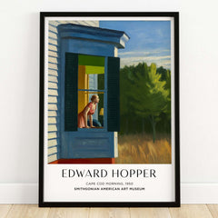 Edward Hopper Cape Cod Morning 1950 Art Print Poster - American Realism depicting a woman at a bay window.