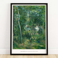 Exhibition Art Print Camille Pissarro Edge of the Woods Impressionist Landscape Poster Wall Art framed in a stylish setting.