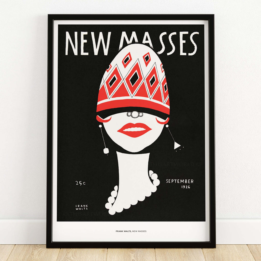 New Masses Frank Walts Art Deco Magazine Cover Poster Wall Art Print featuring a striking vintage design from September 1926.