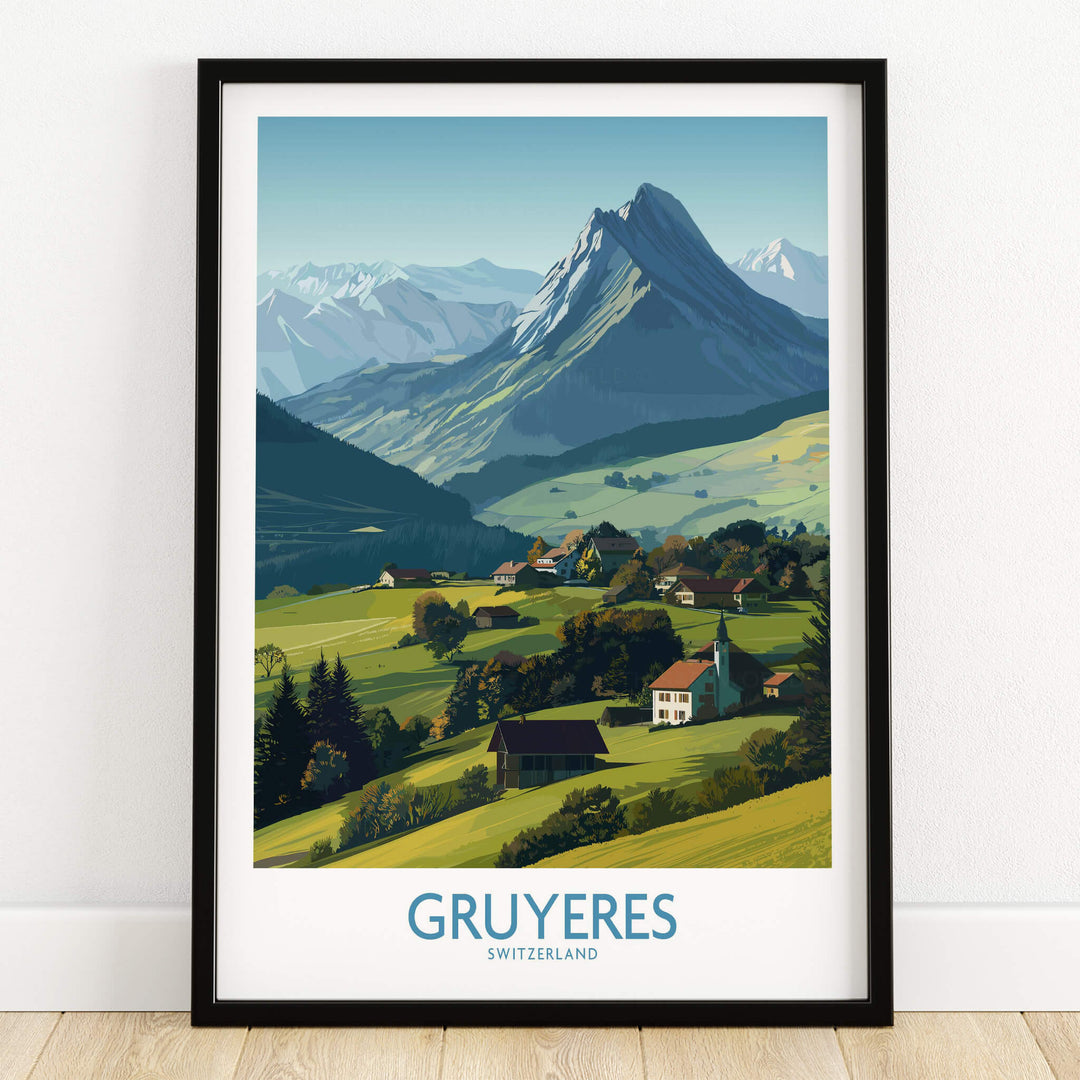 Gruyères Switzerland Canvas Print | Charming Swiss Countryside Scenery Poster