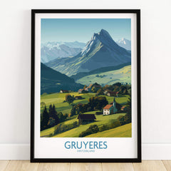 Gruyères Switzerland Canvas Print | Charming Swiss Countryside Scenery Poster