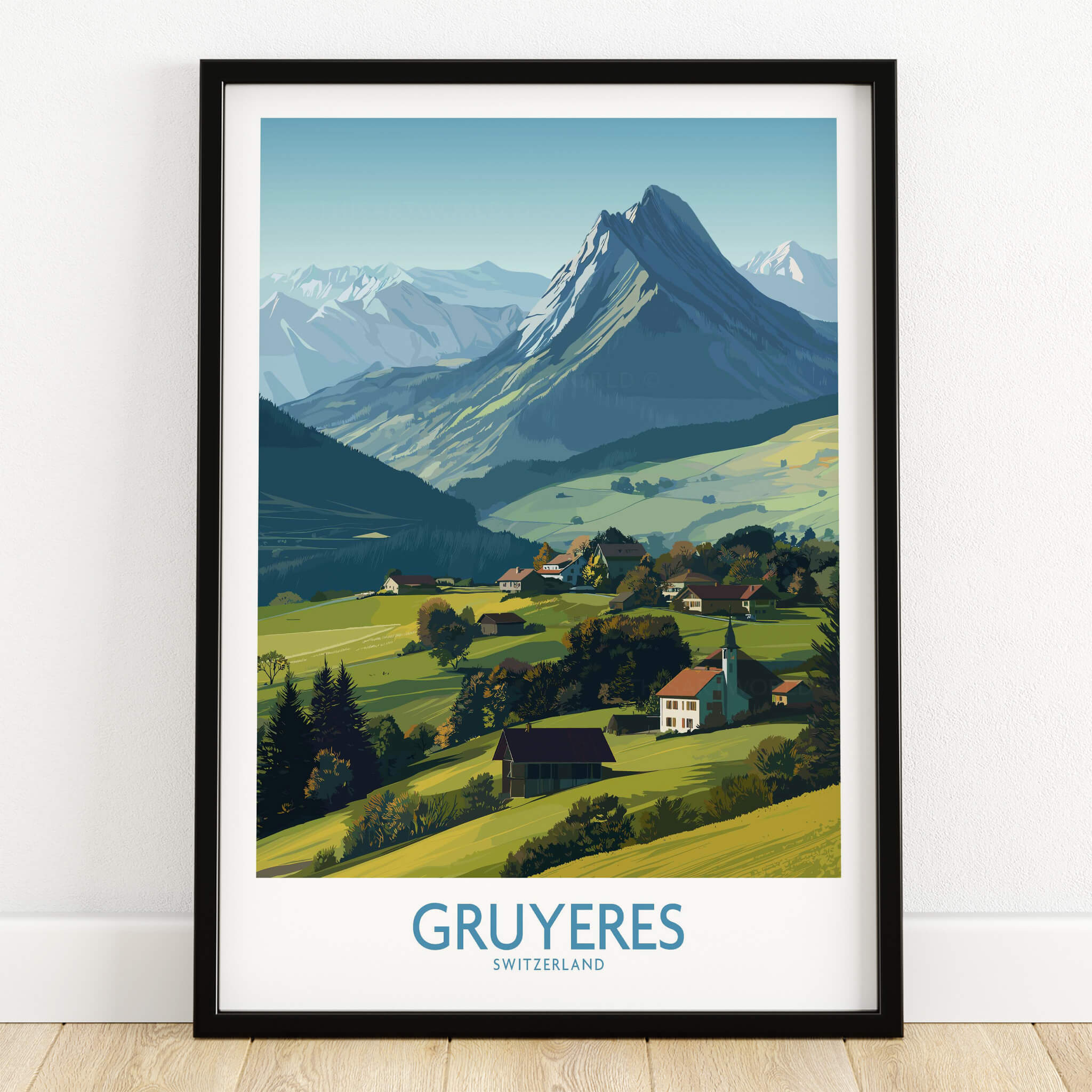 Gruyères Switzerland Canvas Print | Charming Swiss Countryside Scenery Poster