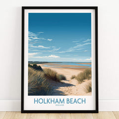 Holkham Beach Norfolk Poster | Serene Coastal Landscape Canvas Print featuring a serene beach view in England.