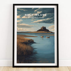 Holy Island Northumberland Travel Poster | Lindisfarne Castle Wall Art Print