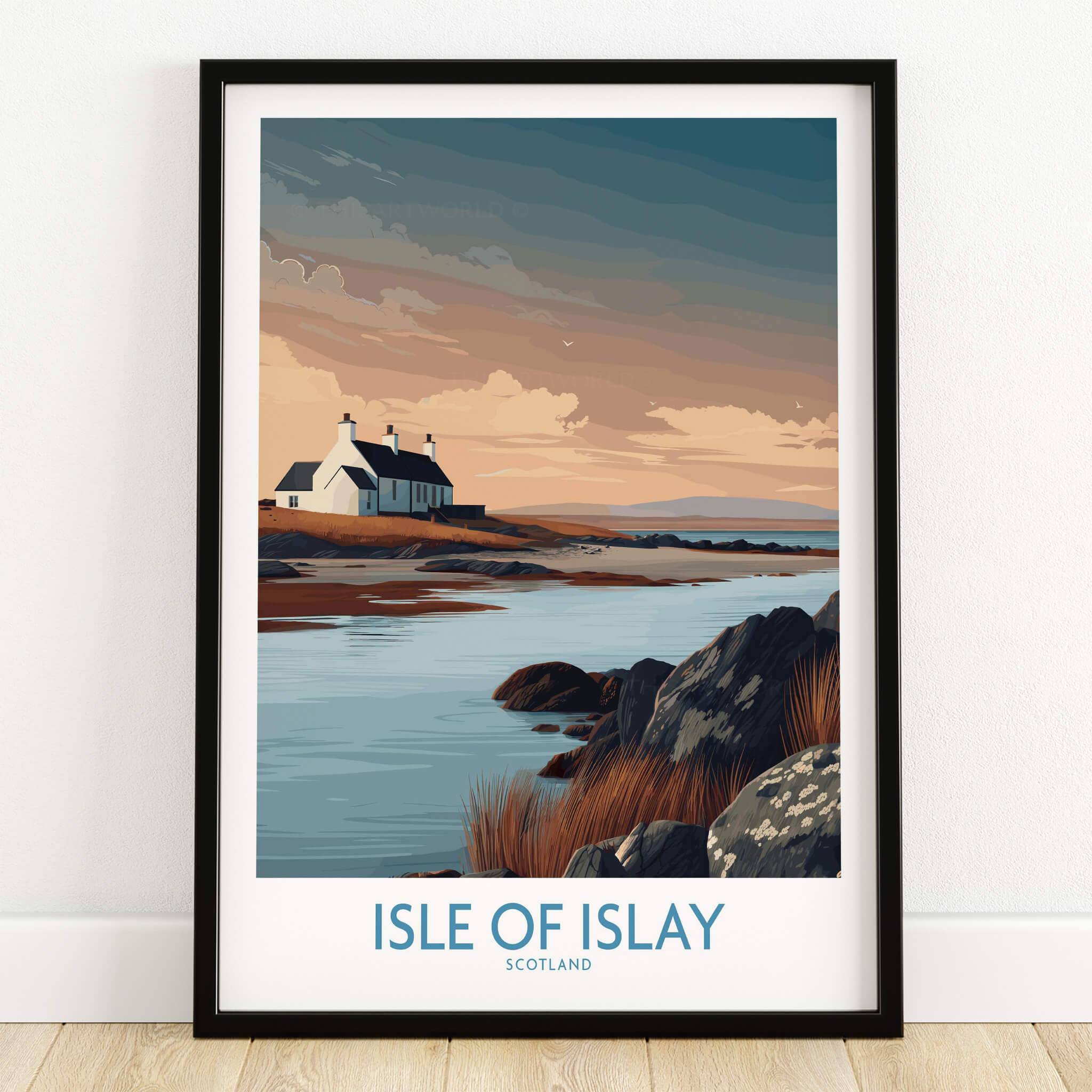 Isle of Islay Scotland Canvas Print | Hebrides Sunset Landscape Posters framed print of a tranquil Scottish scene.