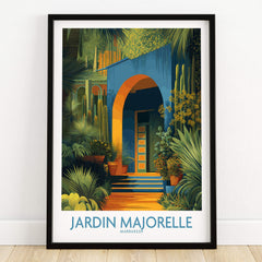 Jardim Majorelle Marrakesh Posters | Canvas Print featuring vibrant colors and lush greenery.