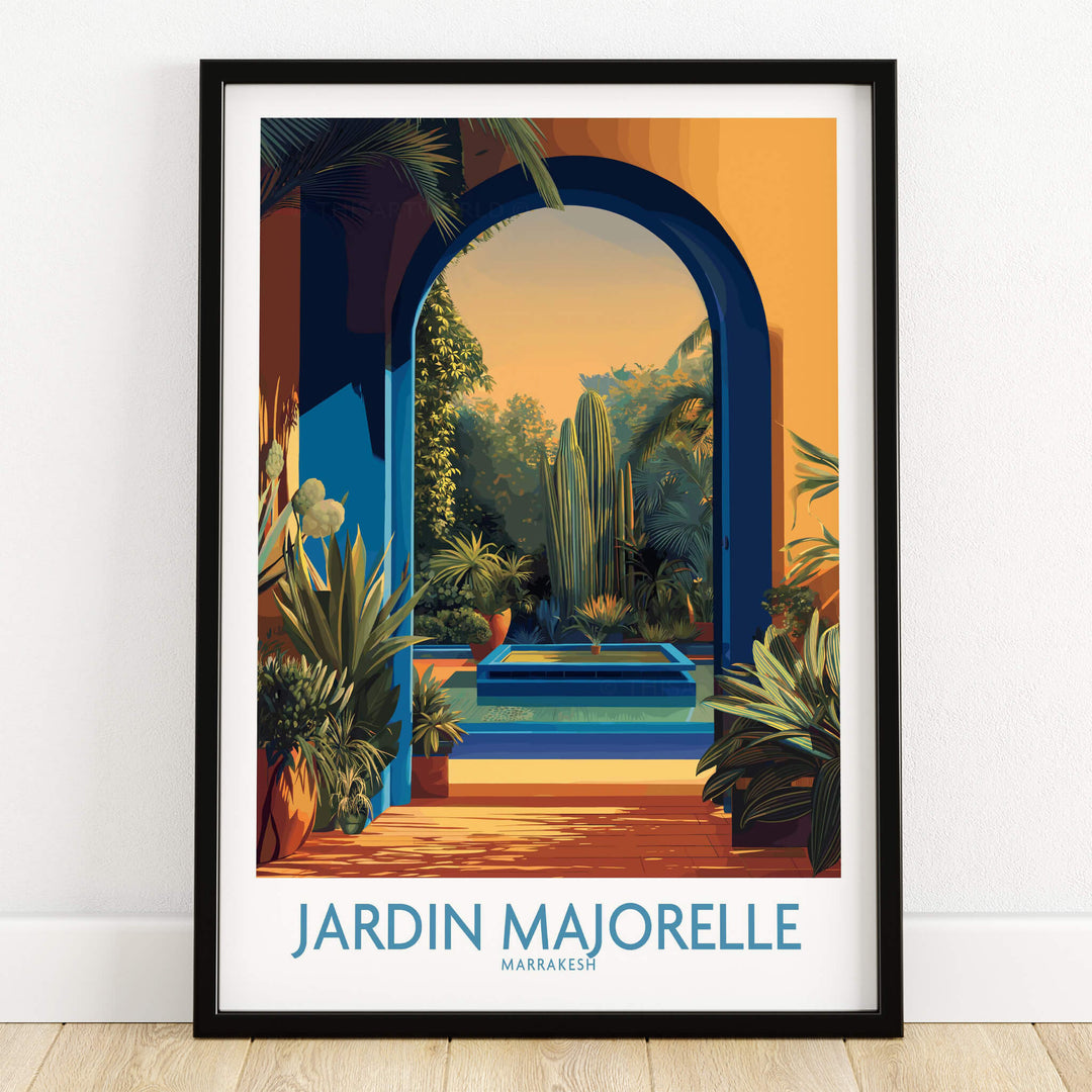 Jardim Majorelle Marrakesh Canvas Print | Exotic Plant & Architecture Posters featuring vibrant plants and architectural elements.