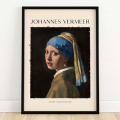 Johannes Vermeer Girl with a Pearl Earring 1665 Iconic Dutch Portrait Art Print framed artwork