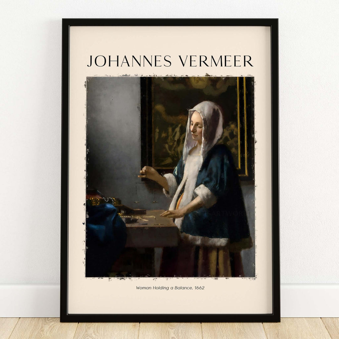 Johannes Vermeer Woman Holding a Balance 1662 Dutch Baroque Art Print Poster framed art display