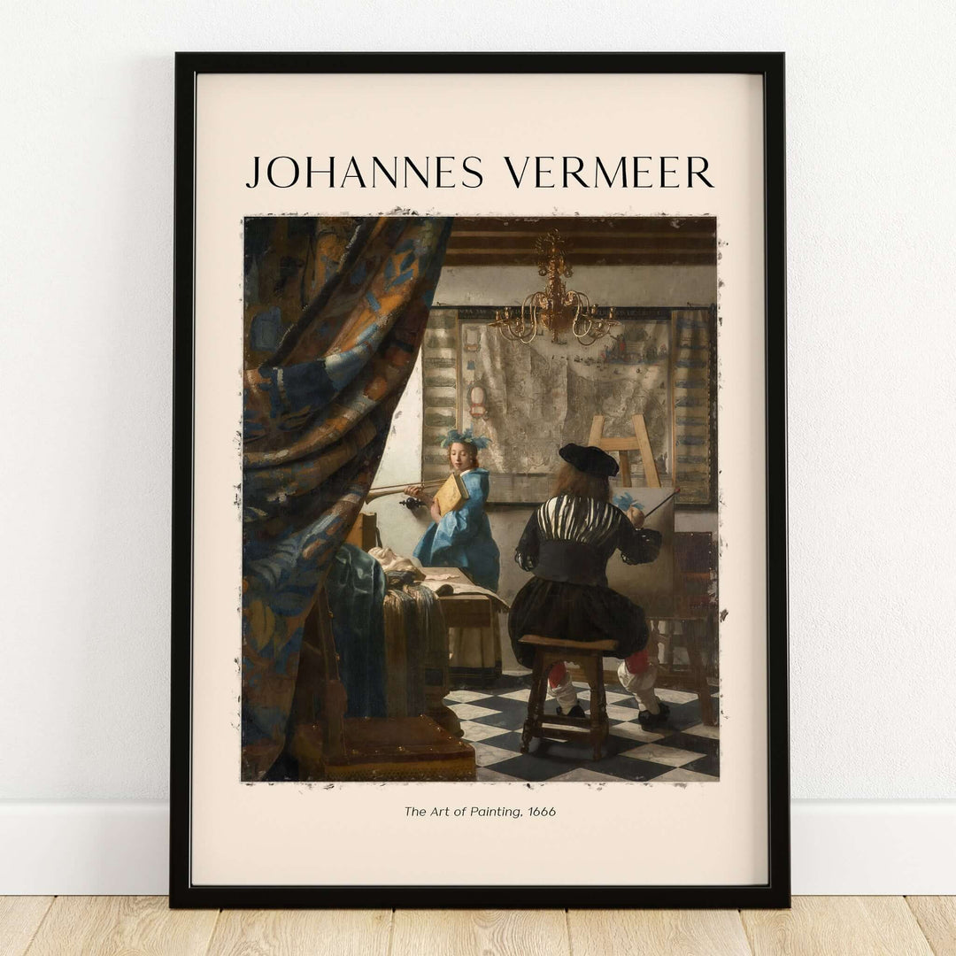 Johannes Vermeer The Art of Painting 1666 Allegory Dutch Masterpiece Art Print displayed in a framed print.