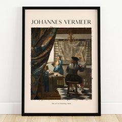 Johannes Vermeer The Art of Painting 1666 Allegory Dutch Masterpiece Art Print displayed in a framed print.