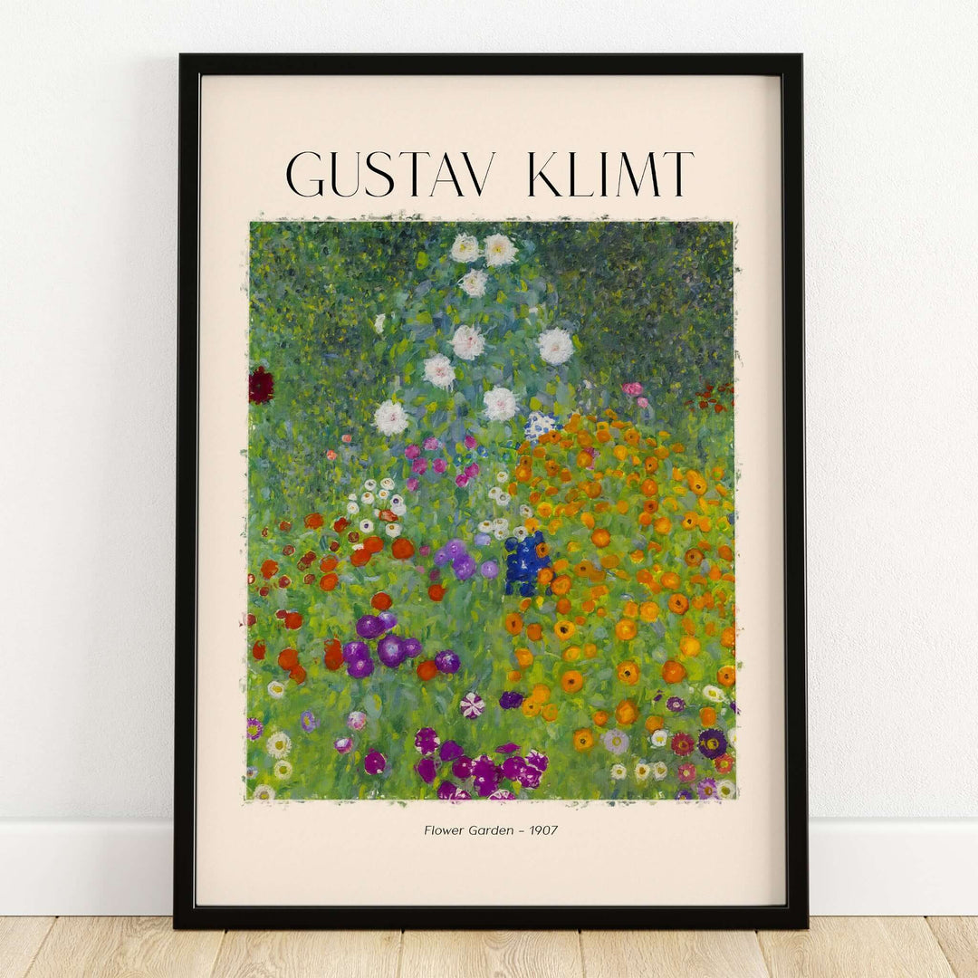 Gustav Klimt Art Print - Flower Garden Poster 1907 featuring vibrant floral patterns and rich colors.