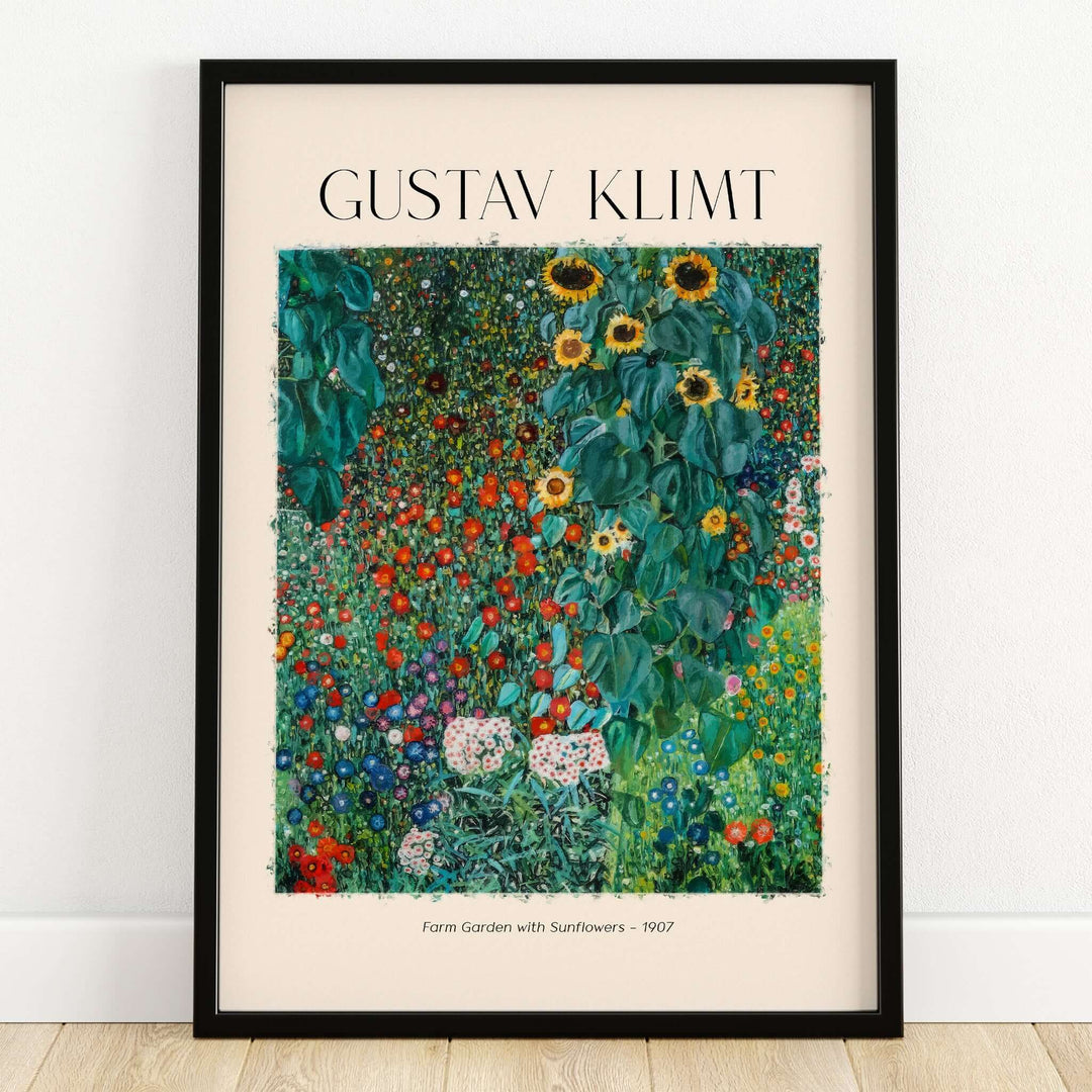 Gustav Klimt Art Print - Farm Garden with Sunflowers 1907 - Art Nouveau Landscape Poster Wall Decor