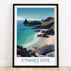 Kynance Cove Cornwall Poster | Scenic Sea Cliffs & Beach Canvas Print showcasing stunning coastal views.