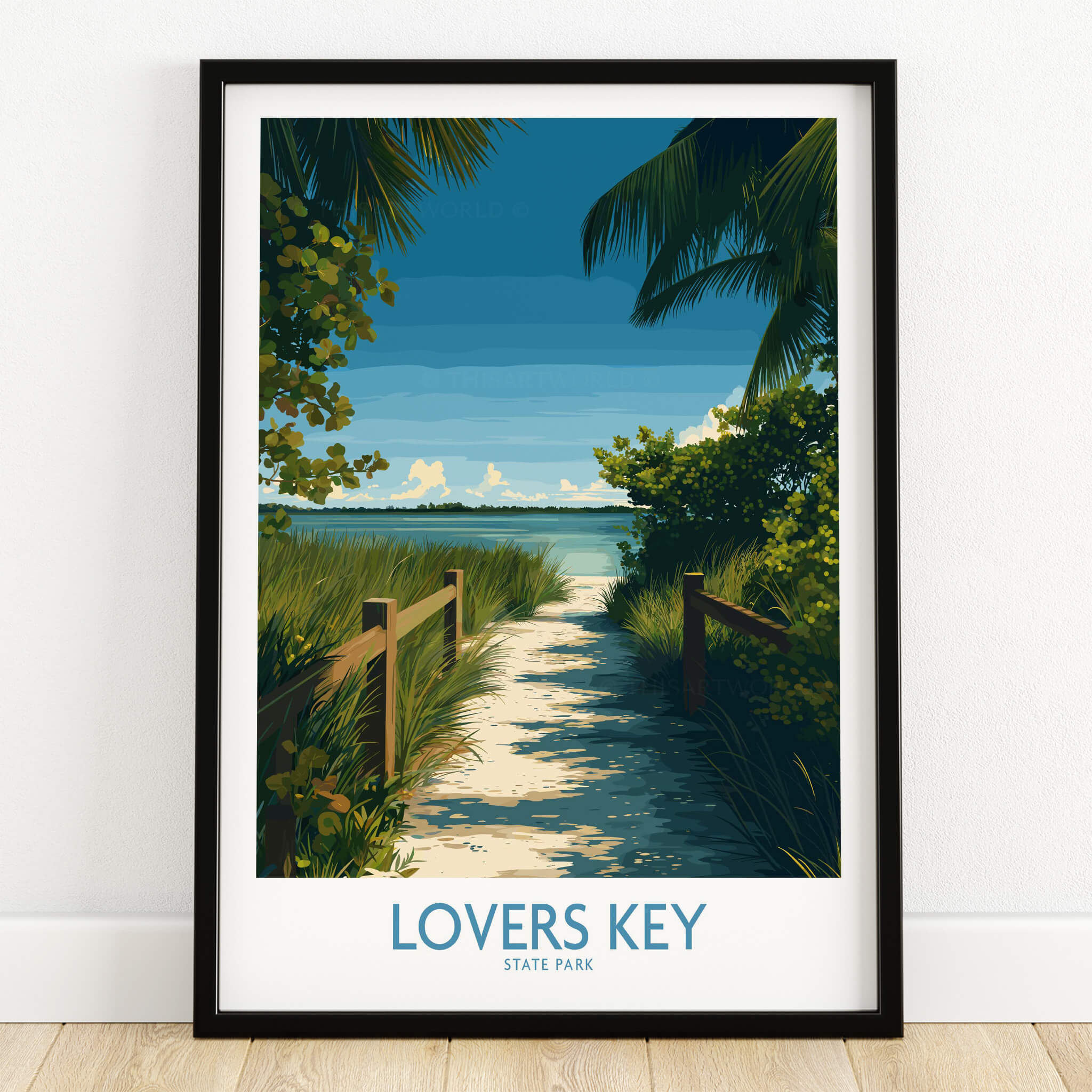 Lovers Key Florida Poster | Tropical Nature Path Canvas Print showcasing a scenic path leading to Lovers Key State Park.