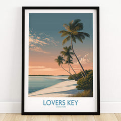 Lovers Key Canvas Print | Florida Gulf Coast Beach Poster capturing palm trees and serene beach at sunset.