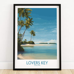 Lovers Key Poster | Florida Canvas Print featuring tranquil beach scene with palm trees and serene waters.