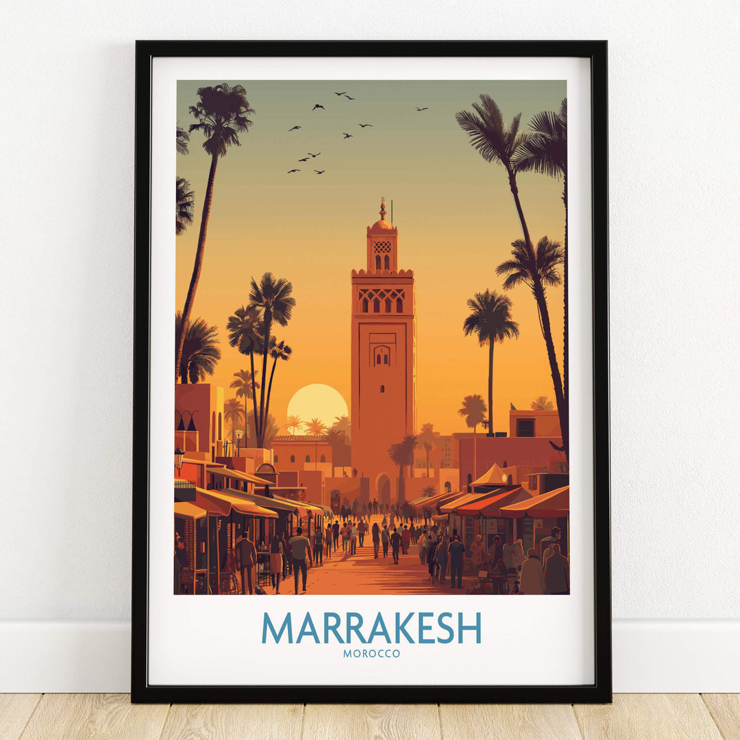 Marrakesh Morocco Posters | Historic Medina Sunset Canvas Print featuring a sunset over the historic medina in Marrakesh.