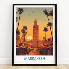 Marrakesh Morocco Posters | Historic Medina Sunset Canvas Print featuring a sunset over the historic medina in Marrakesh.