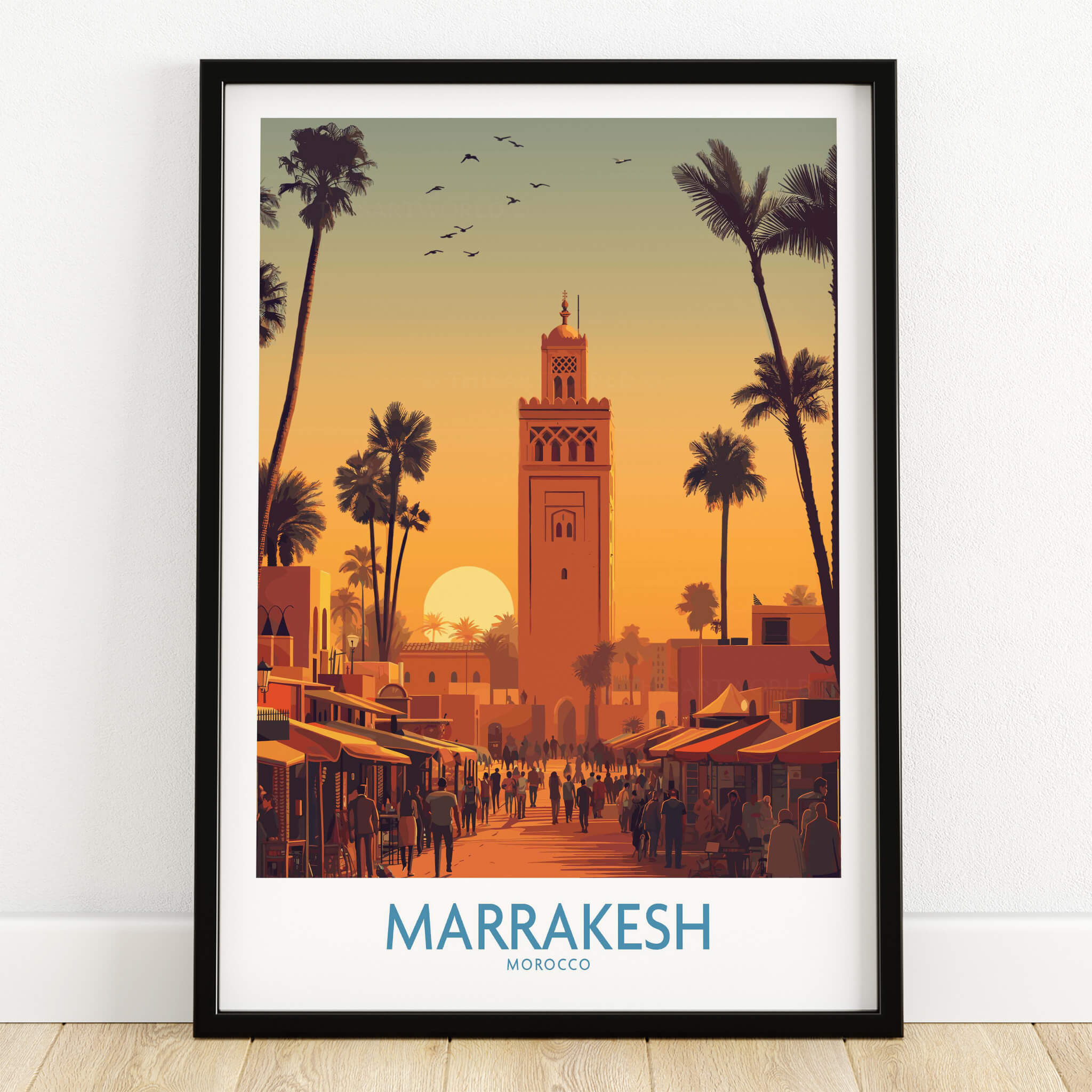 Marrakesh Morocco Posters | Historic Medina Sunset Canvas Print featuring a sunset over the historic medina in Marrakesh.