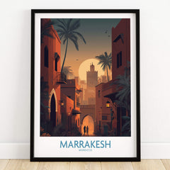Marrakesh Morocco Poster | Romantic Moroccan Twilight Canvas Print featuring a stunning twilight scene.
