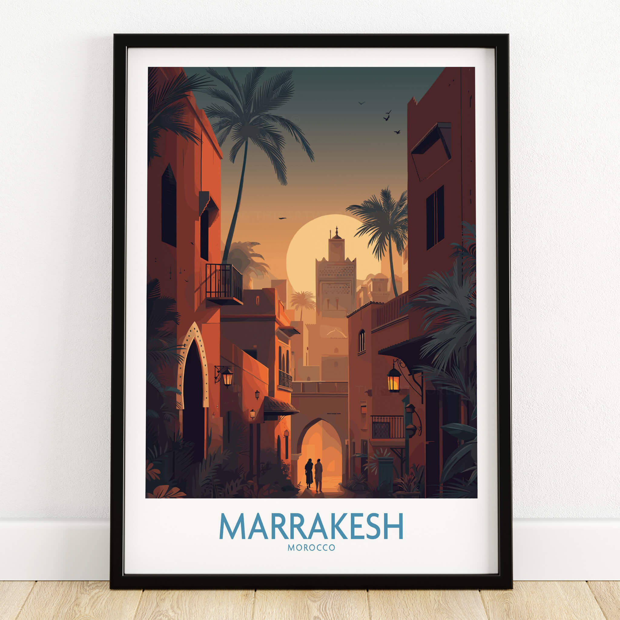 Marrakesh Morocco Poster | Romantic Moroccan Twilight Canvas Print featuring a stunning twilight scene.