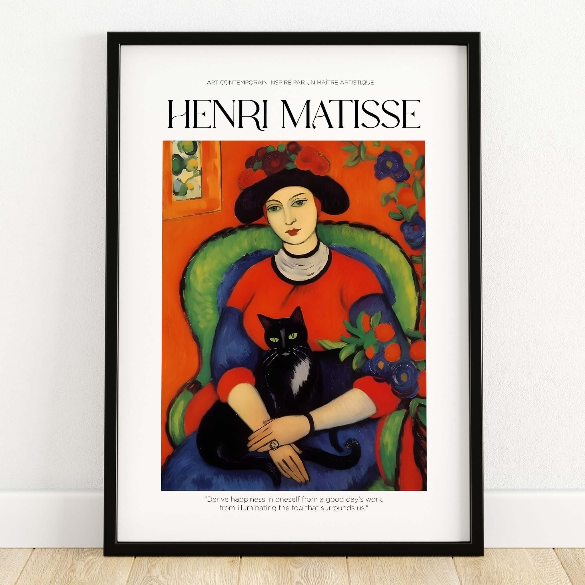 Matisse Art Prints - Woman with Black Cat Interior Poster featuring a woman and her cat in vibrant colors.