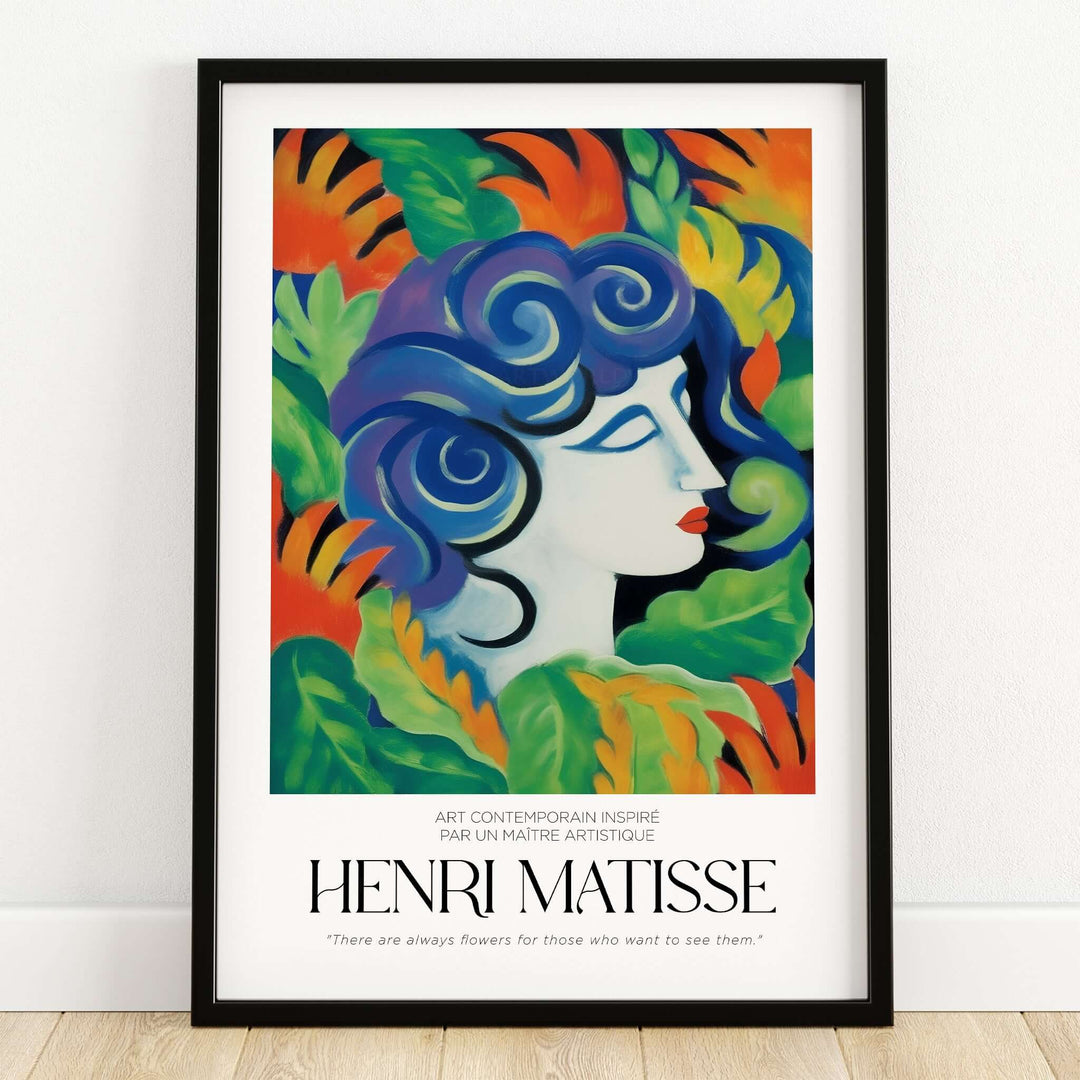 Matisse Art Prints - Woman with Flowers Abstract Art Print featuring vibrant colors and bold floral motifs.