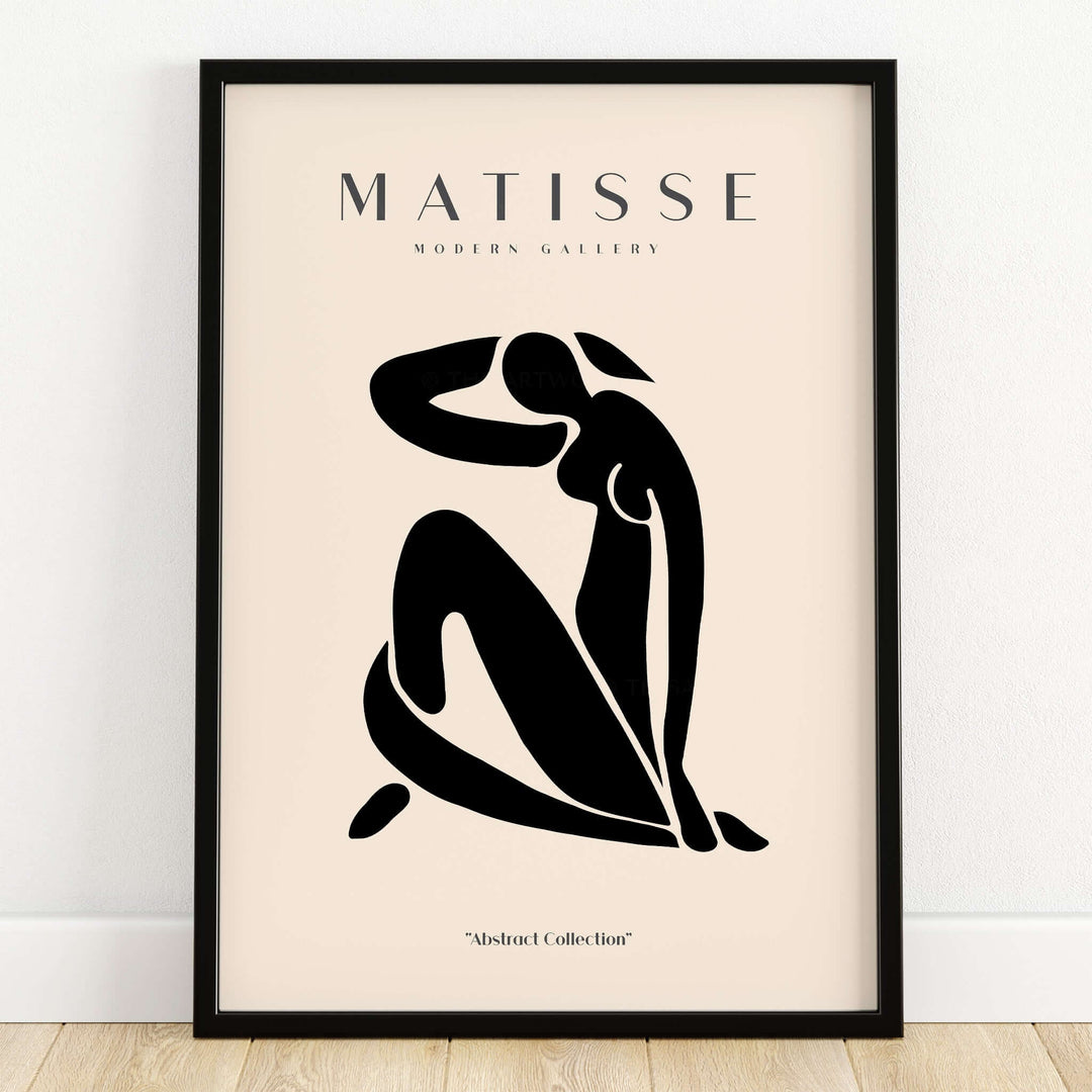 Matisse Art Prints - Figurative Lady Poster Art featuring a black silhouette of a seated woman on a beige background.