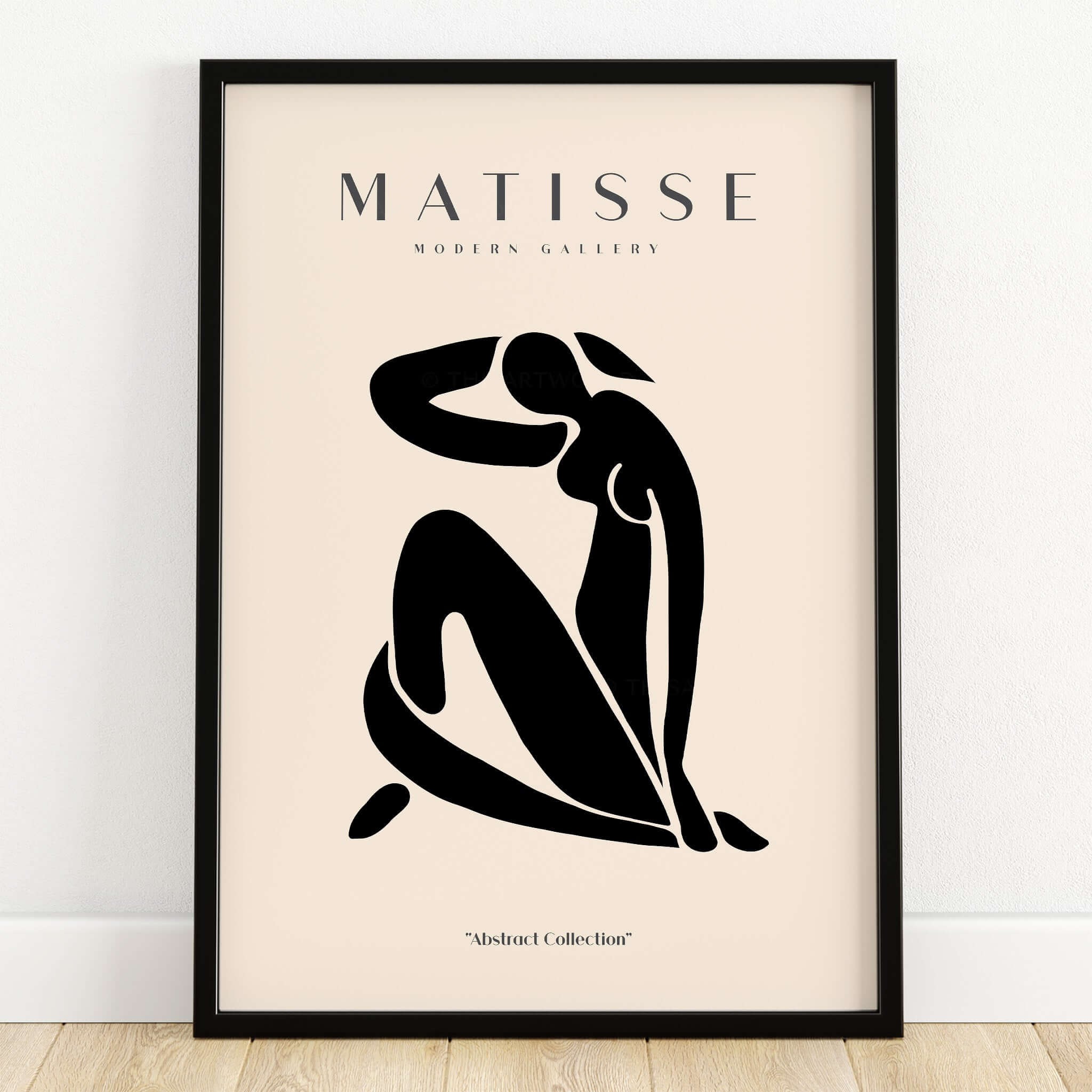Matisse Art Prints - Figurative Lady Poster Art featuring a black silhouette of a seated woman on a beige background.
