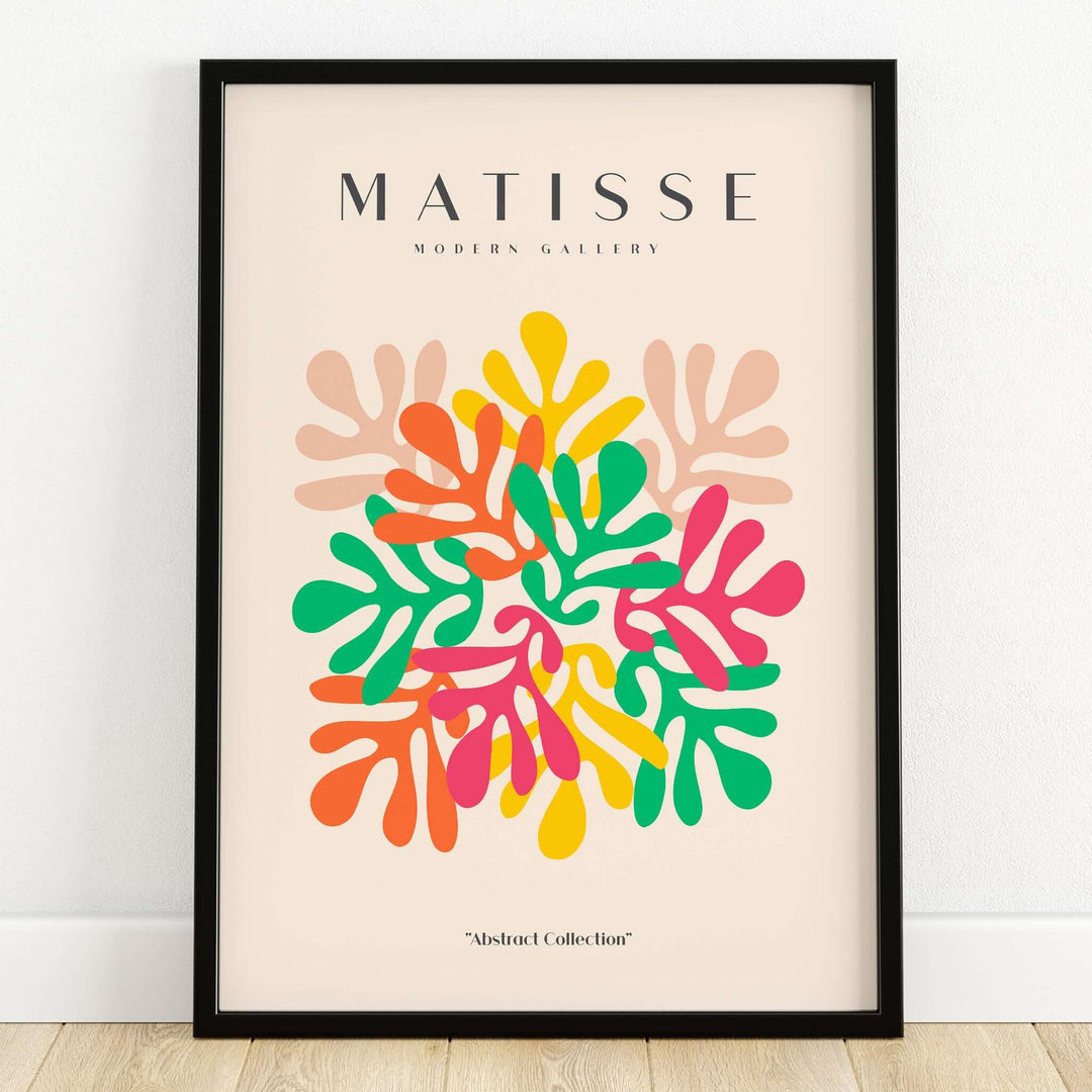 Matisse Art Prints - Interlocking Colorful Leaves Abstract Print featuring vibrant leaf designs in bold colors.