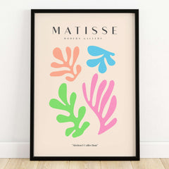 Matisse Art Prints - Colorful Abstract Cut Outs Wall Art featuring vibrant shapes in pink, green, blue, and orange.