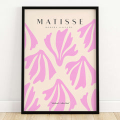 Matisse Art Prints - Pink Abstract Shapes Pattern Poster featuring pink abstract shapes on a beige background.