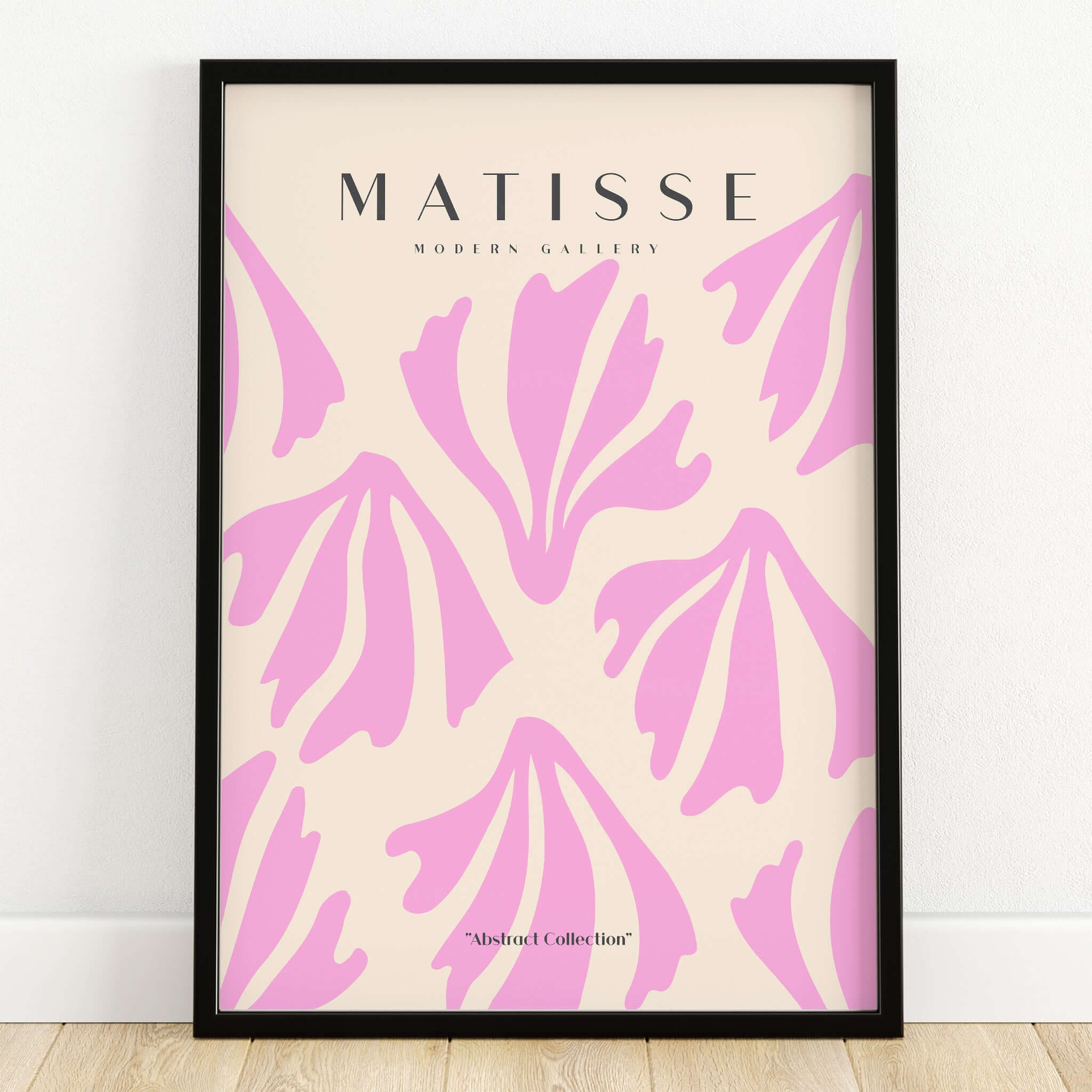 Matisse Art Prints - Pink Abstract Shapes Pattern Poster featuring pink abstract shapes on a beige background.