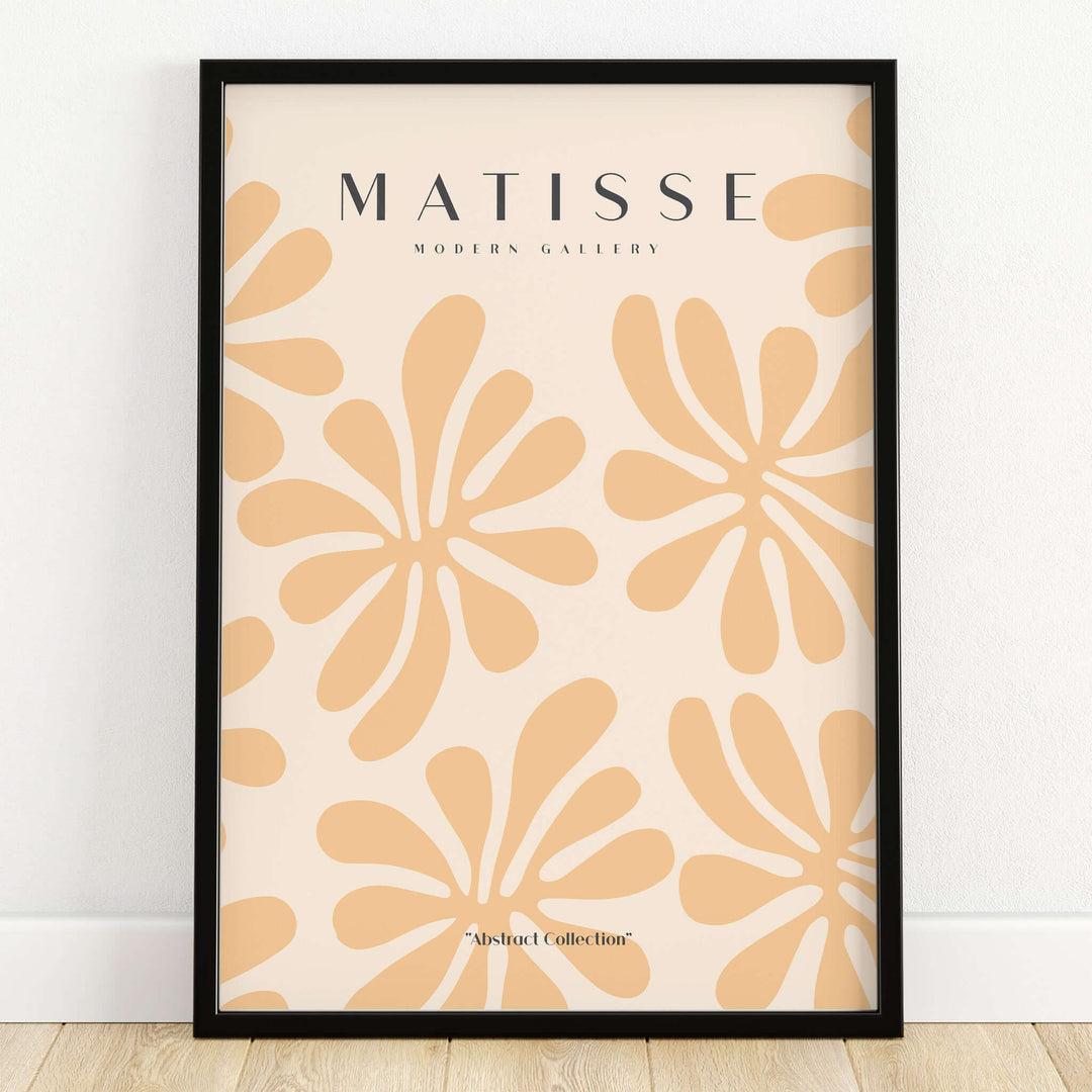 Matisse Art Prints - Peach Floral Abstract Pattern Print showcasing abstract floral motifs in peach tones on beige.