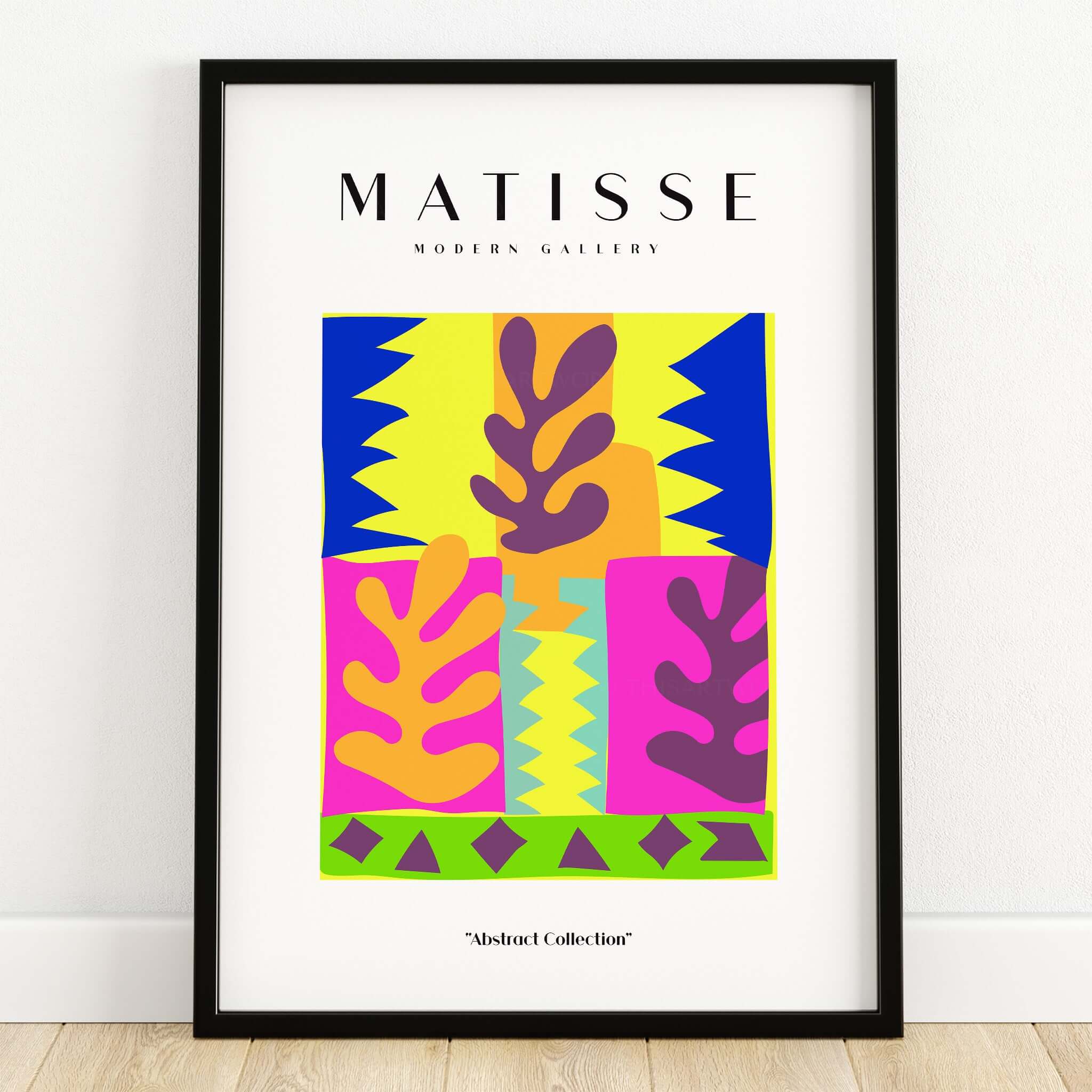 Matisse Art Prints - Colorful Abstract Leaves Blocks Wall Art featuring vibrant geometric and organic shapes.