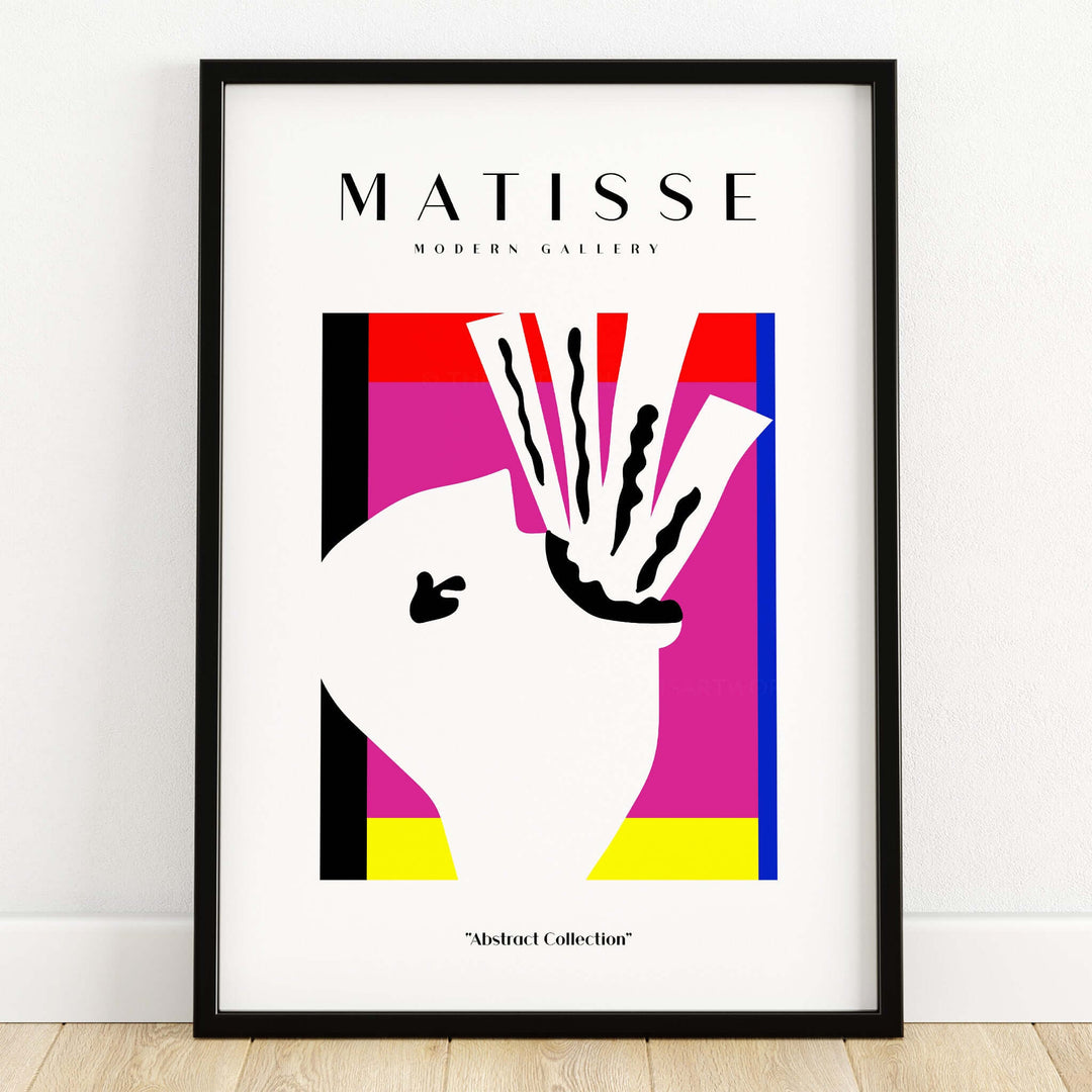 Matisse Art Prints -Abstract Head Jazz Series Colorful Blocks Wall Art featuring a bold abstract head and vibrant colors.